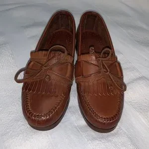EUC Cole Haan leather loafer, cognac, size 11.5,tie closure,scuff mark pictured Cole Haan 11.5 M Claude Nubuck Loafer Brown/ Cognac C30993  main image 2